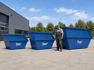 Drei Containergrößen im Vergleich – 3, 5 und 7 Kubikmeter nebeneinander