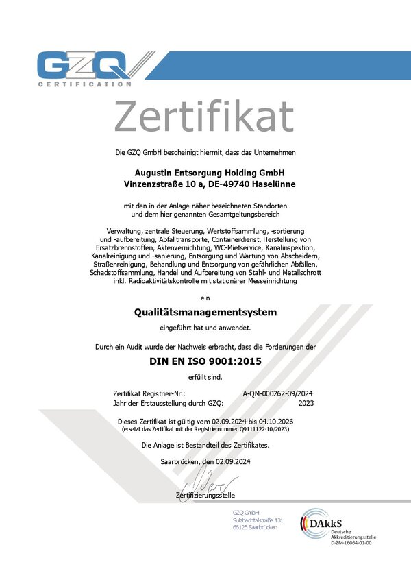 Qualitätsmanagement nach DIN EN ISO 9001